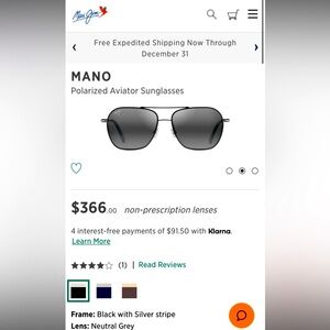 Maui Jim Mano polarized glass men’s sunglasses